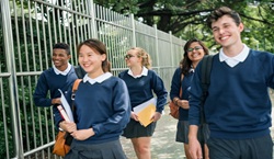 Secondary school students walking together